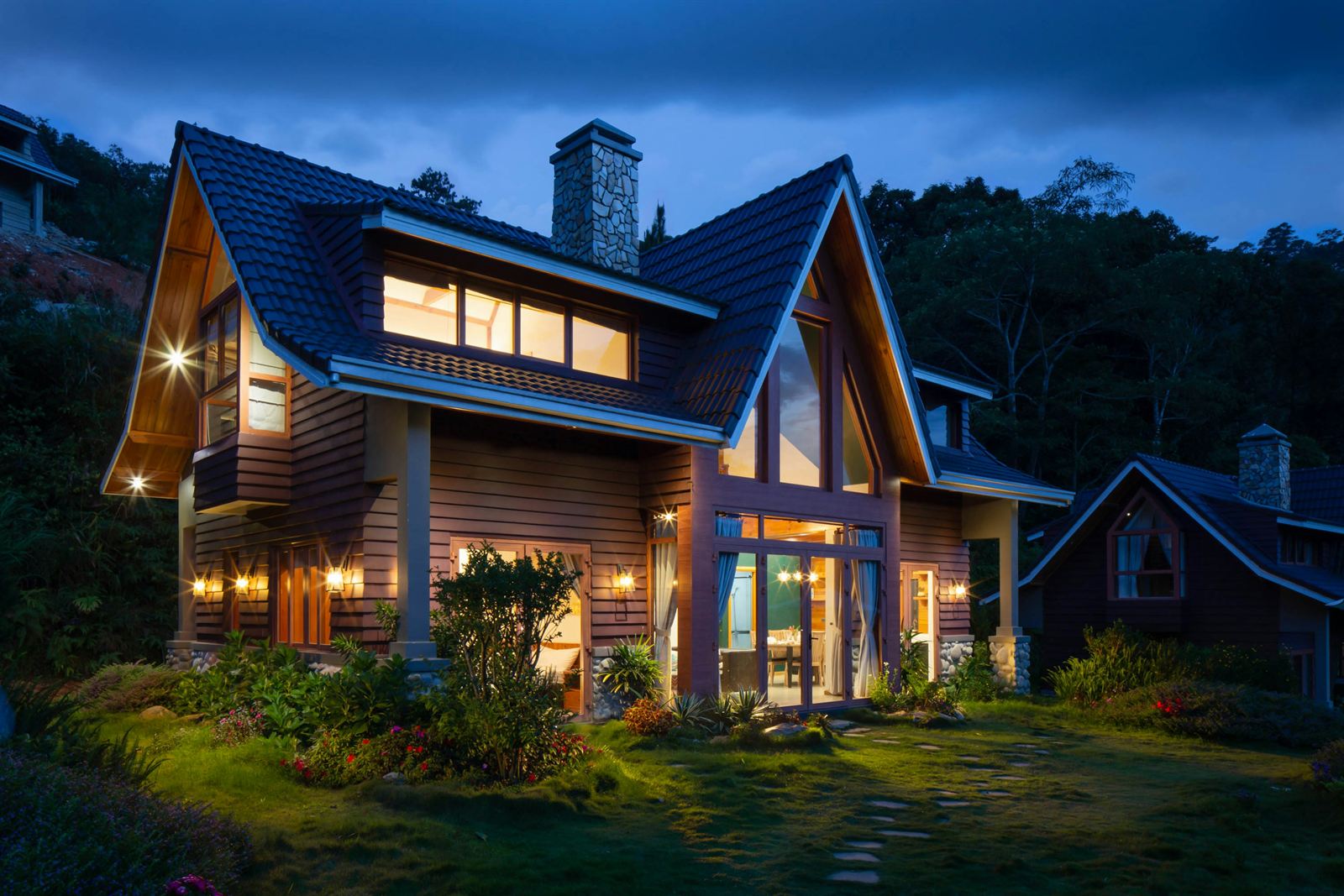 Australian family home at dusk